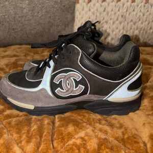 CHANEL Black and Gray Athletic Shoes
